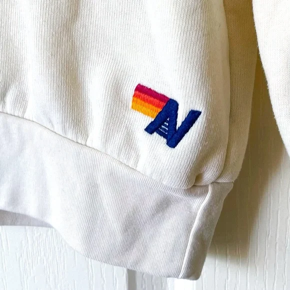 Aviator Nation Daydream Crew Sweatshirt Rainbow Vintage White Small EUC - Picture 3 of 8